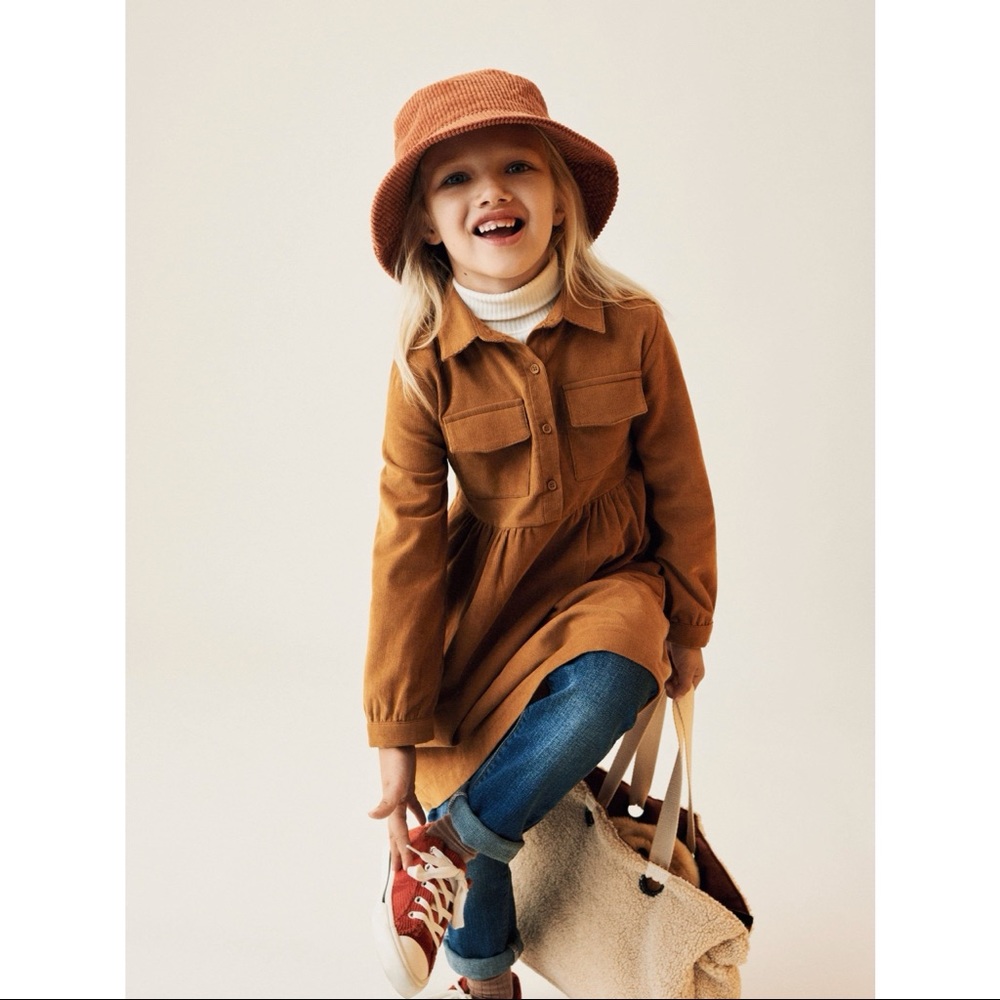 Zara corduroy dress with pockets